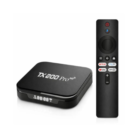 TX200 Pro 40K UHD Android TV Box with Voice Control Remote